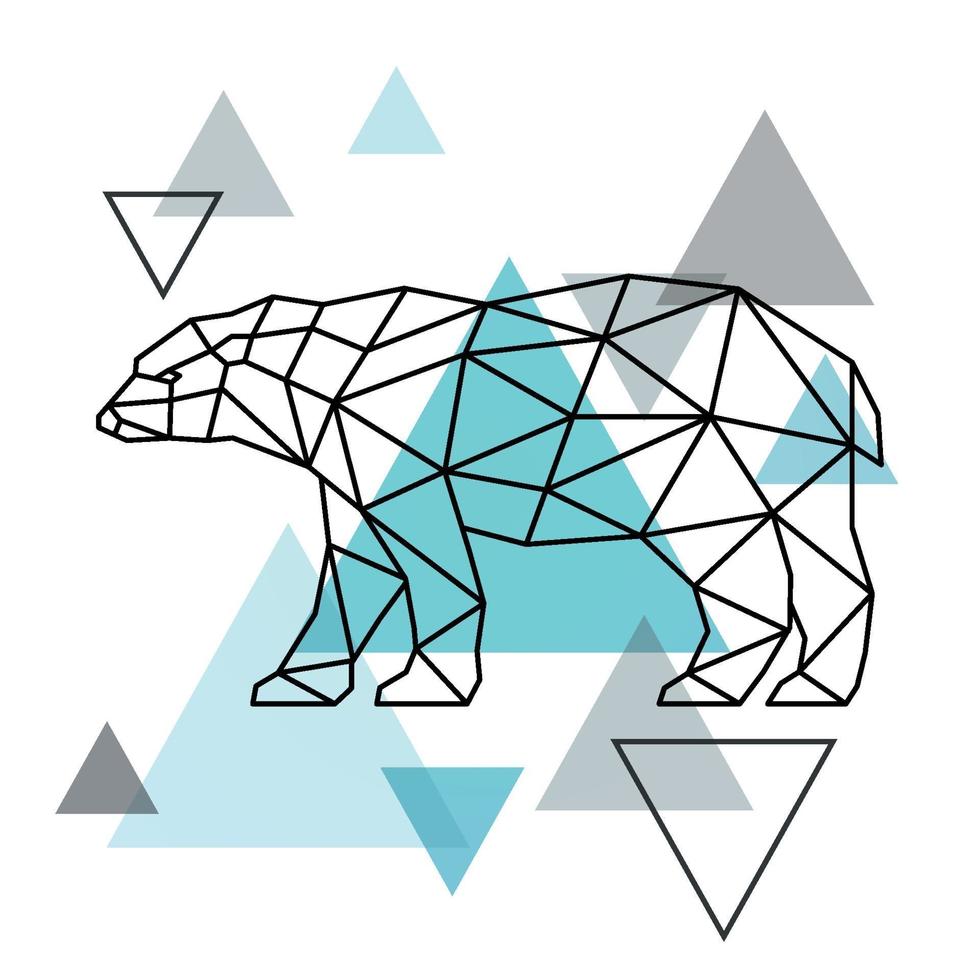 silueta geométrica de un oso polar. estilo escandinavo. vector