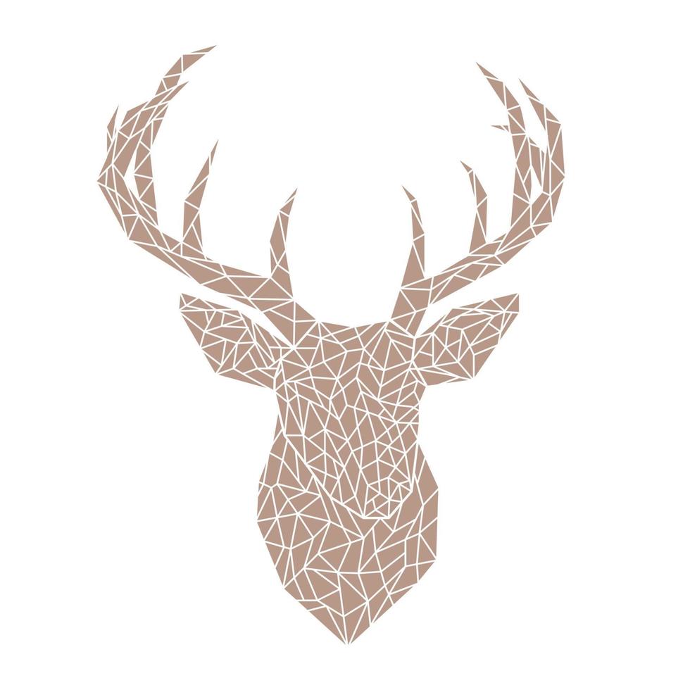 Polygonal brown head of a wild deer. vector