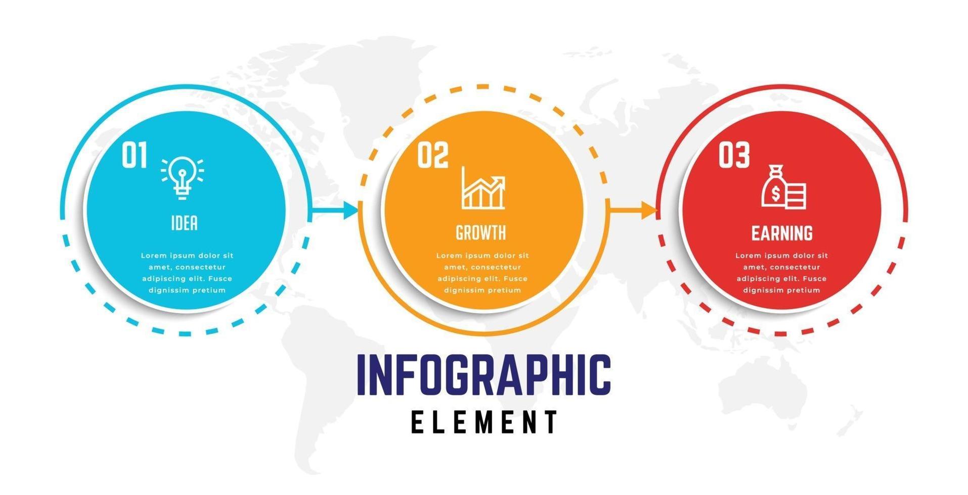 plantilla de elemento de infografía empresarial, plantilla de proceso de paso vector