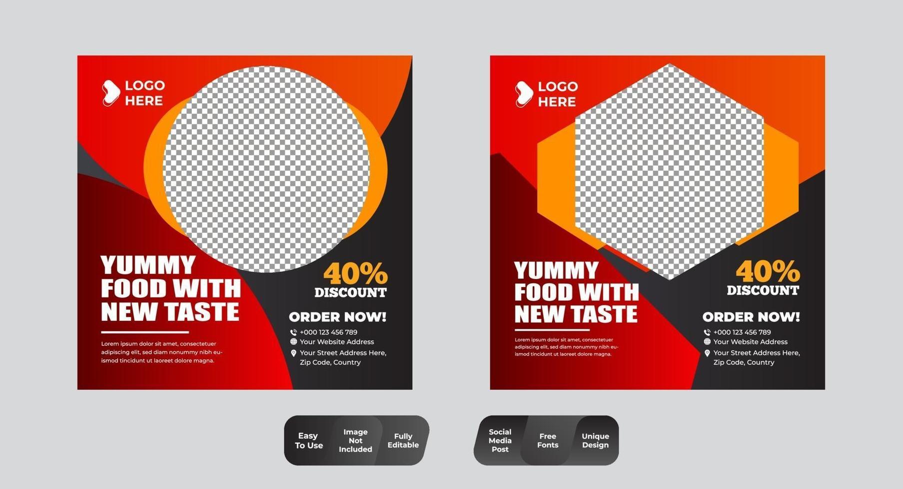 Restaurant food social media banner post design template vector