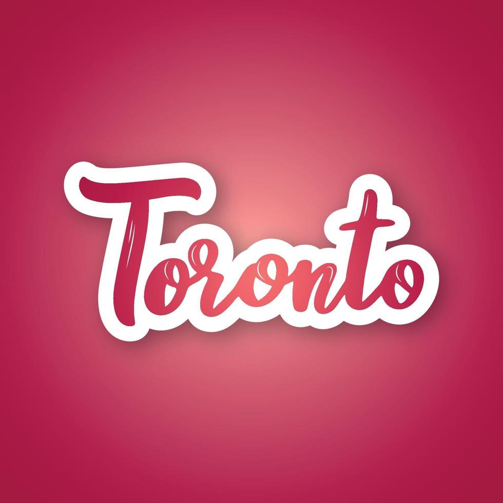 Toronto - handwritten name of the Canadian city. Sticker with lettering in paper cut style. vector
