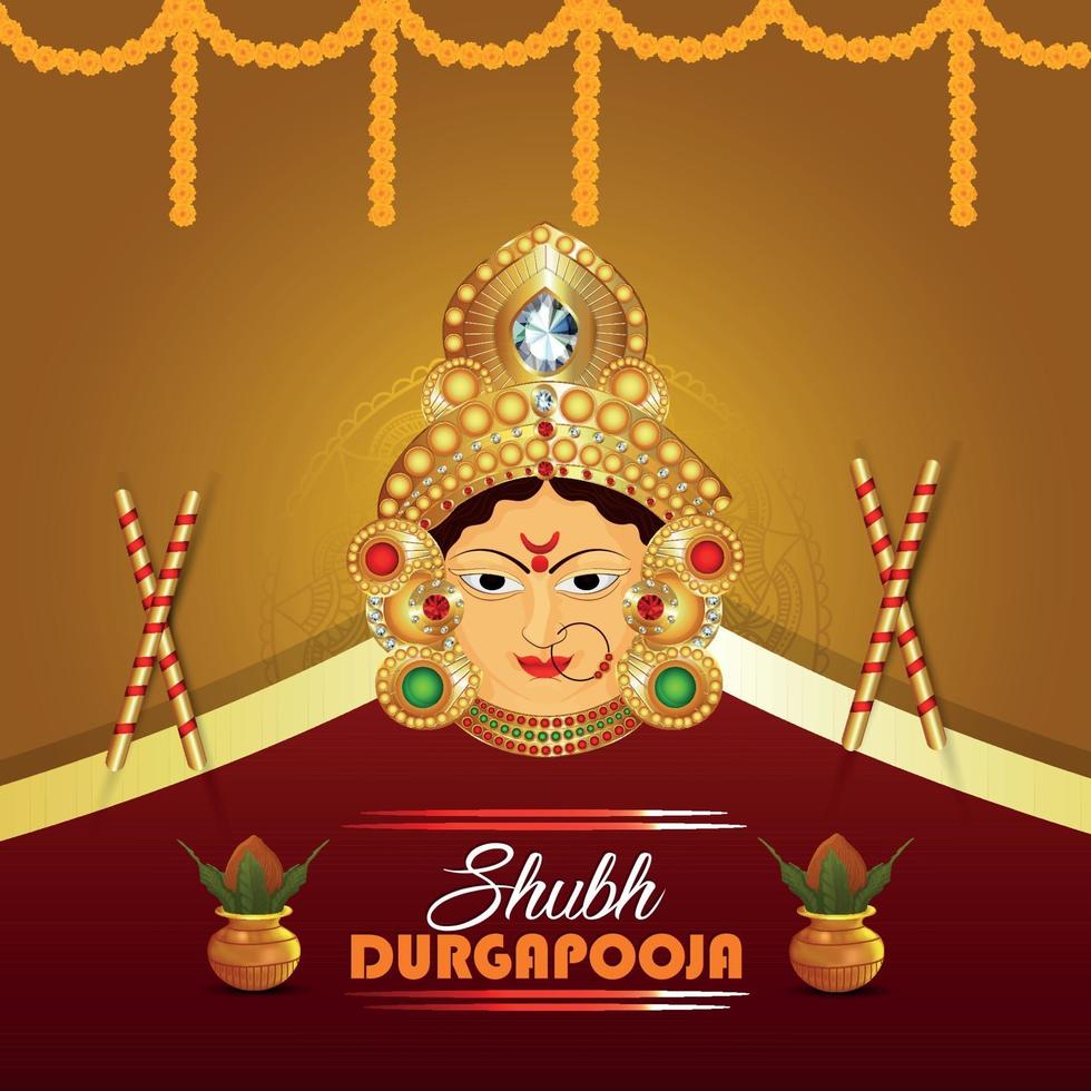 feliz durga pooja con diseño de fondo ashtami vector