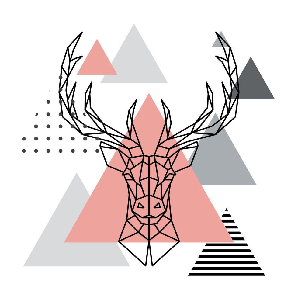 Geometric head of a deer on a Scandinavian background. vector