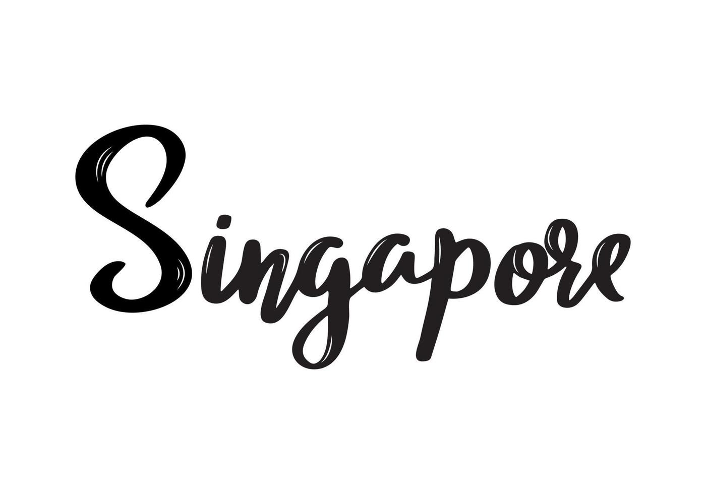 Singapore hand-lettering calligraphy. Hand drawn brush calligraphy. City lettering design. vector