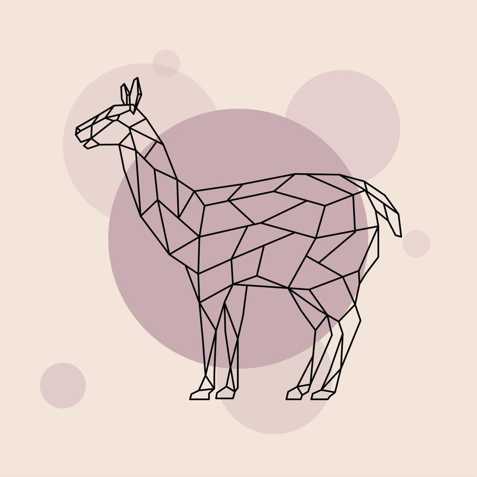 Lama side view. Geometric style. Wild animal. vector