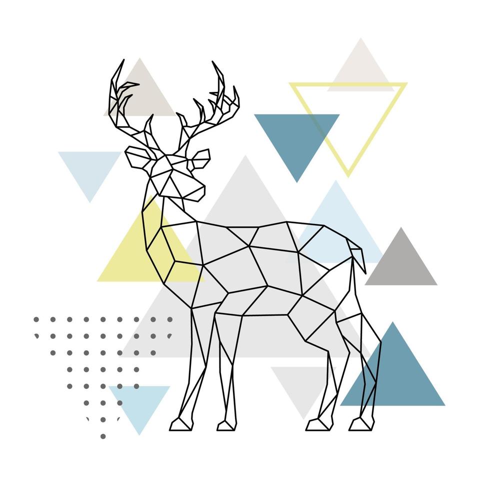 Abstract geometric deer. Side view. Scandinavian style. vector