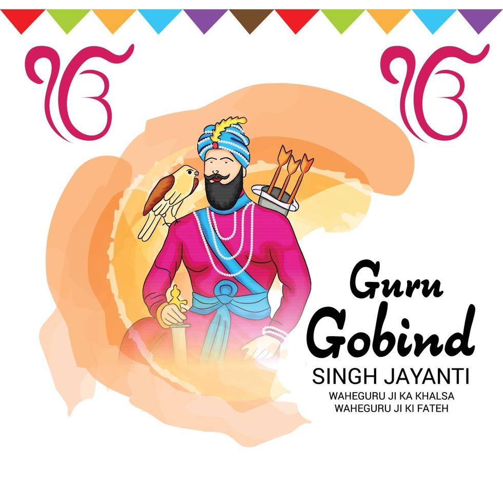 ilustración vectorial de un fondo para el festival feliz guru gobind singh jayanti para la celebración sij. vector