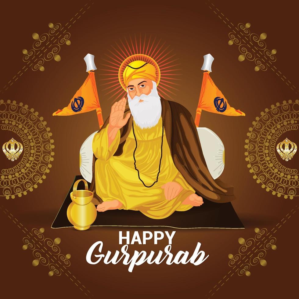 Happy Gurpurab holiday card design vector