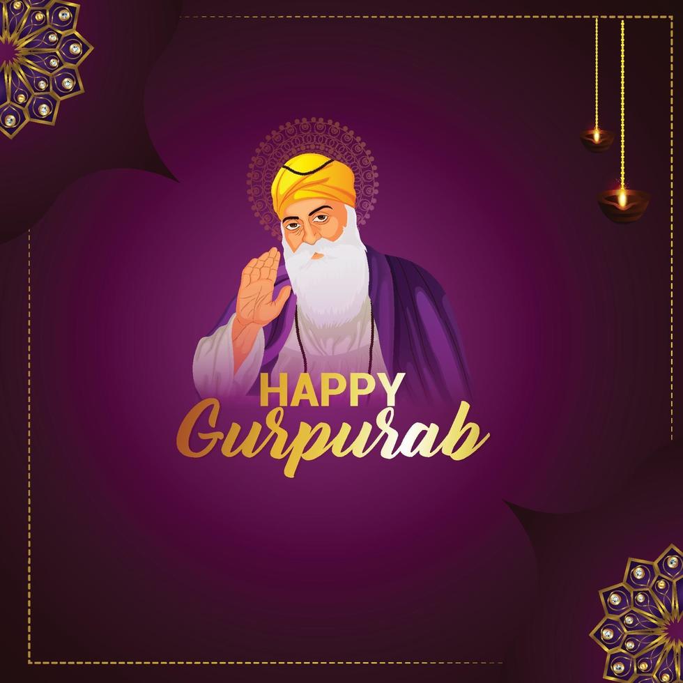 diseño de tarjeta navideña feliz gurpurab vector