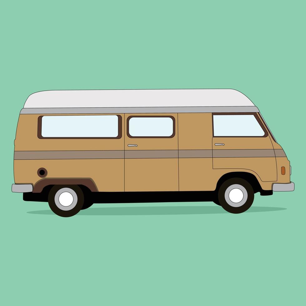 brown classic minibus, perfect for automotive industry vector