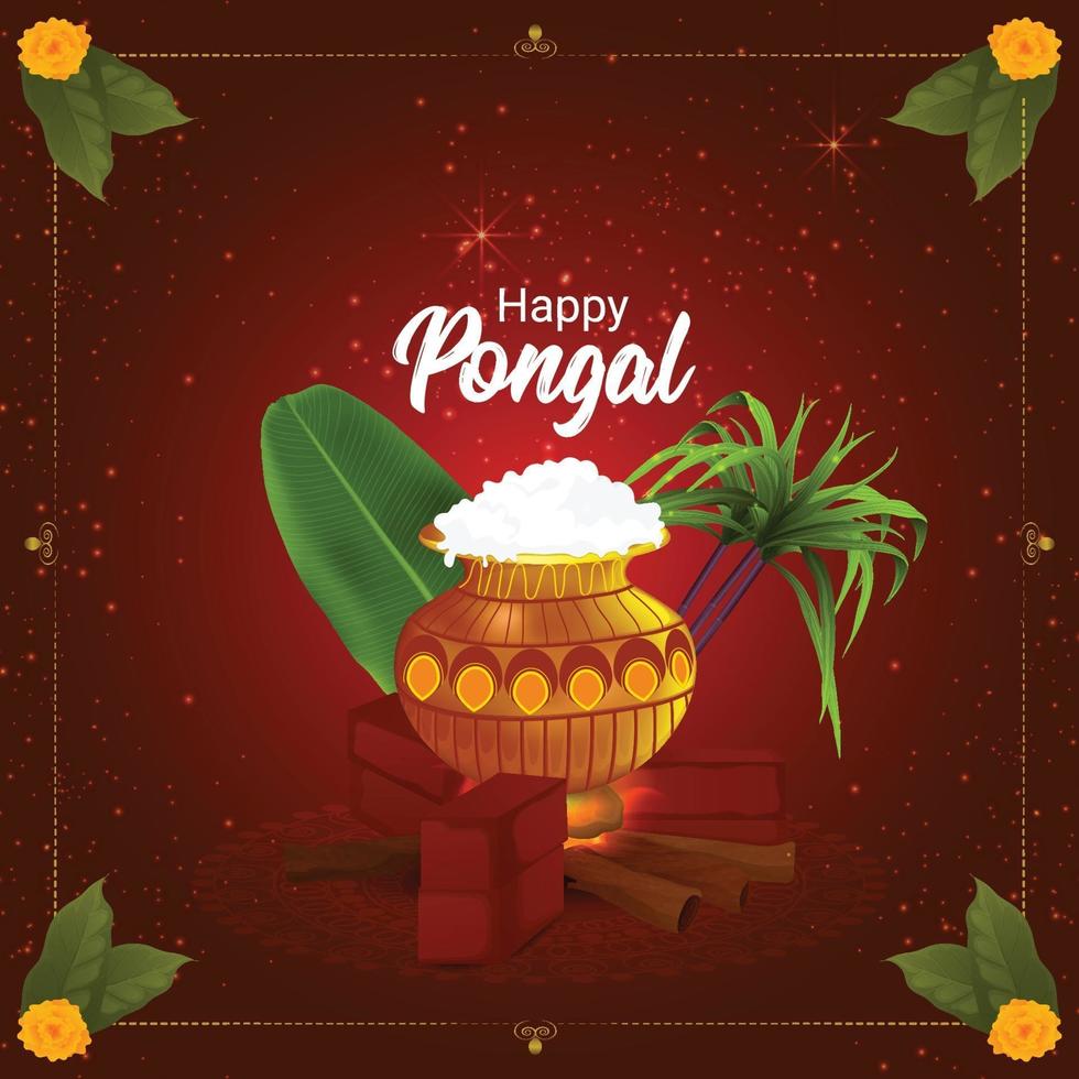 tarjeta de felicitación pongal o concepto de diseño de banner vector