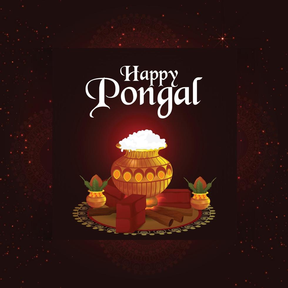 Happy pongal greeting card and banner vector