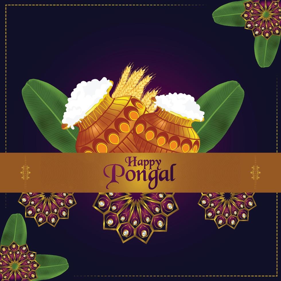 tarjeta de felicitación pongal o concepto de diseño de banner vector