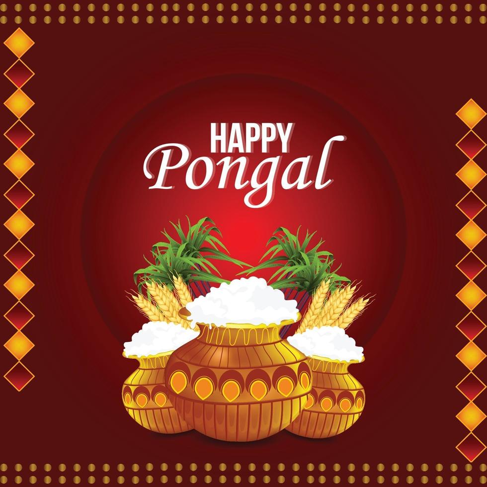 Happy pongal greeting card and banner vector