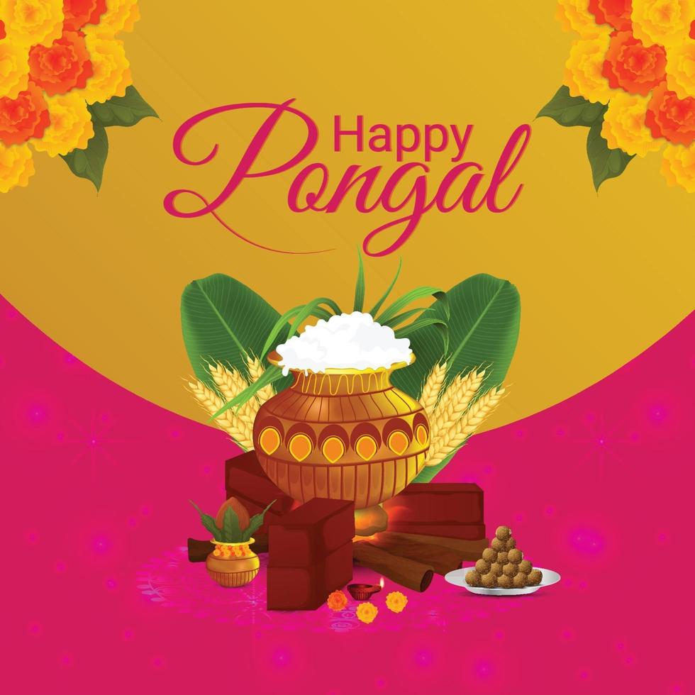 Happy pongal indian festival celebration vector