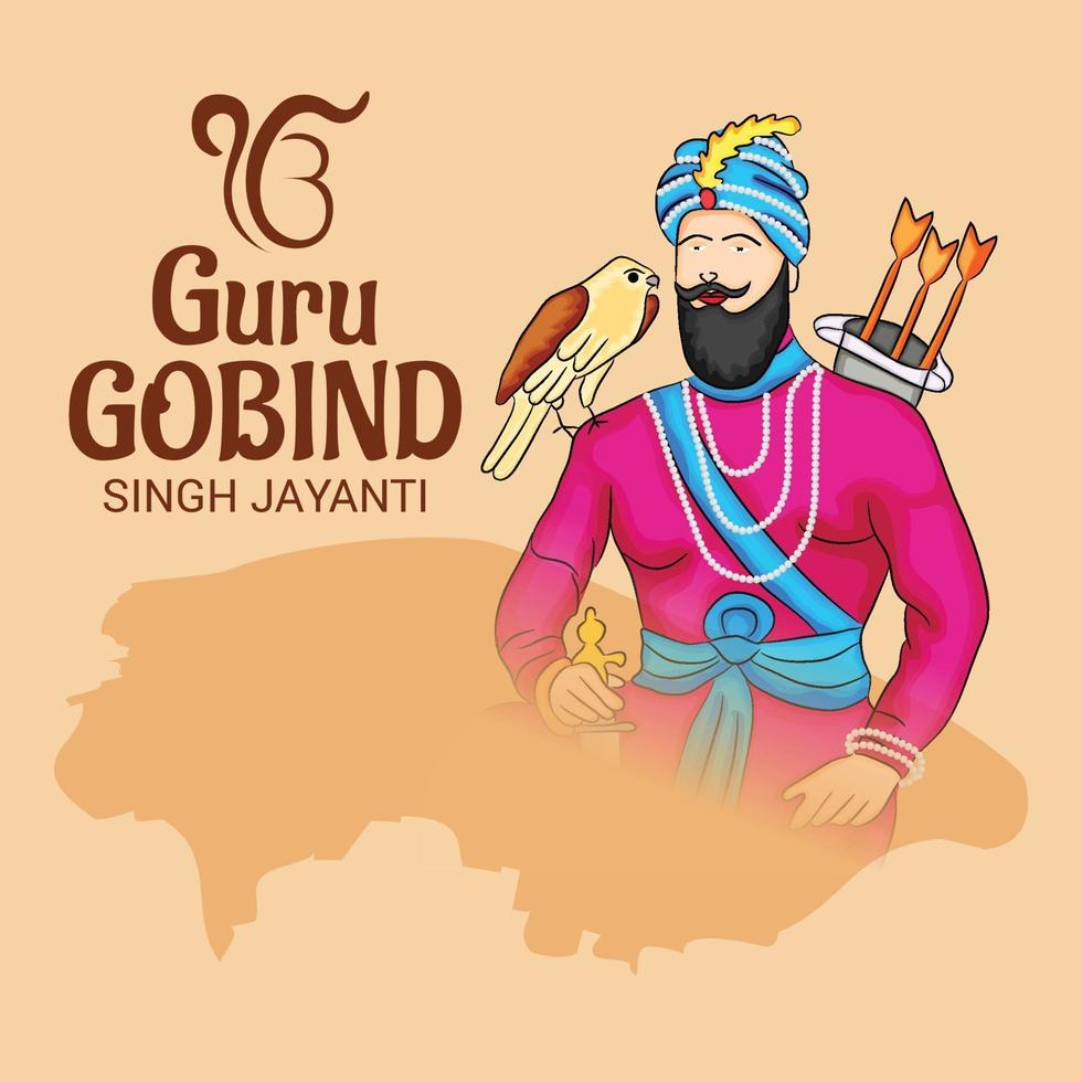 ilustración vectorial de un fondo para el festival feliz guru gobind singh jayanti para la celebración sij. vector