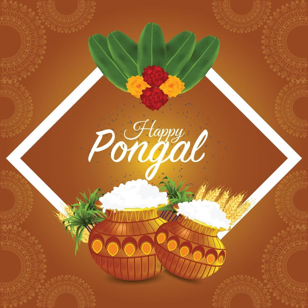 Happy pongal indian festival celebration vector