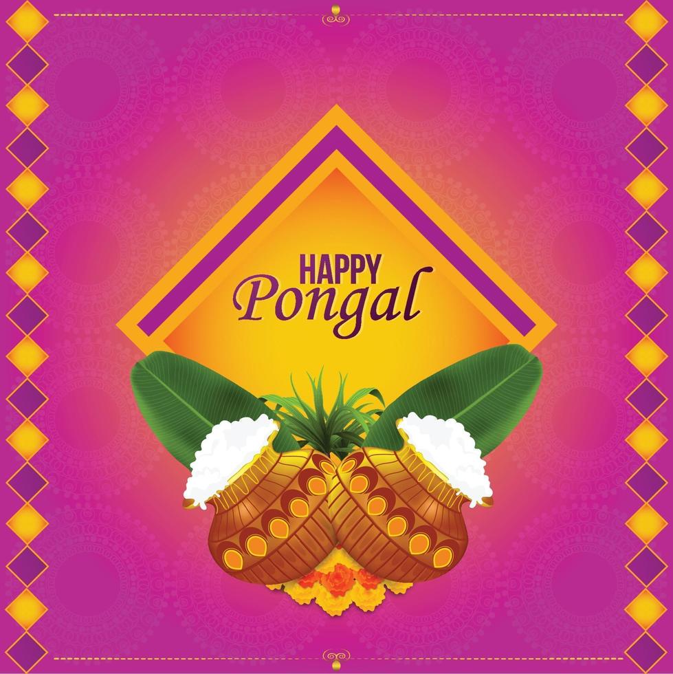 tarjeta de felicitación pongal o concepto de diseño de banner vector