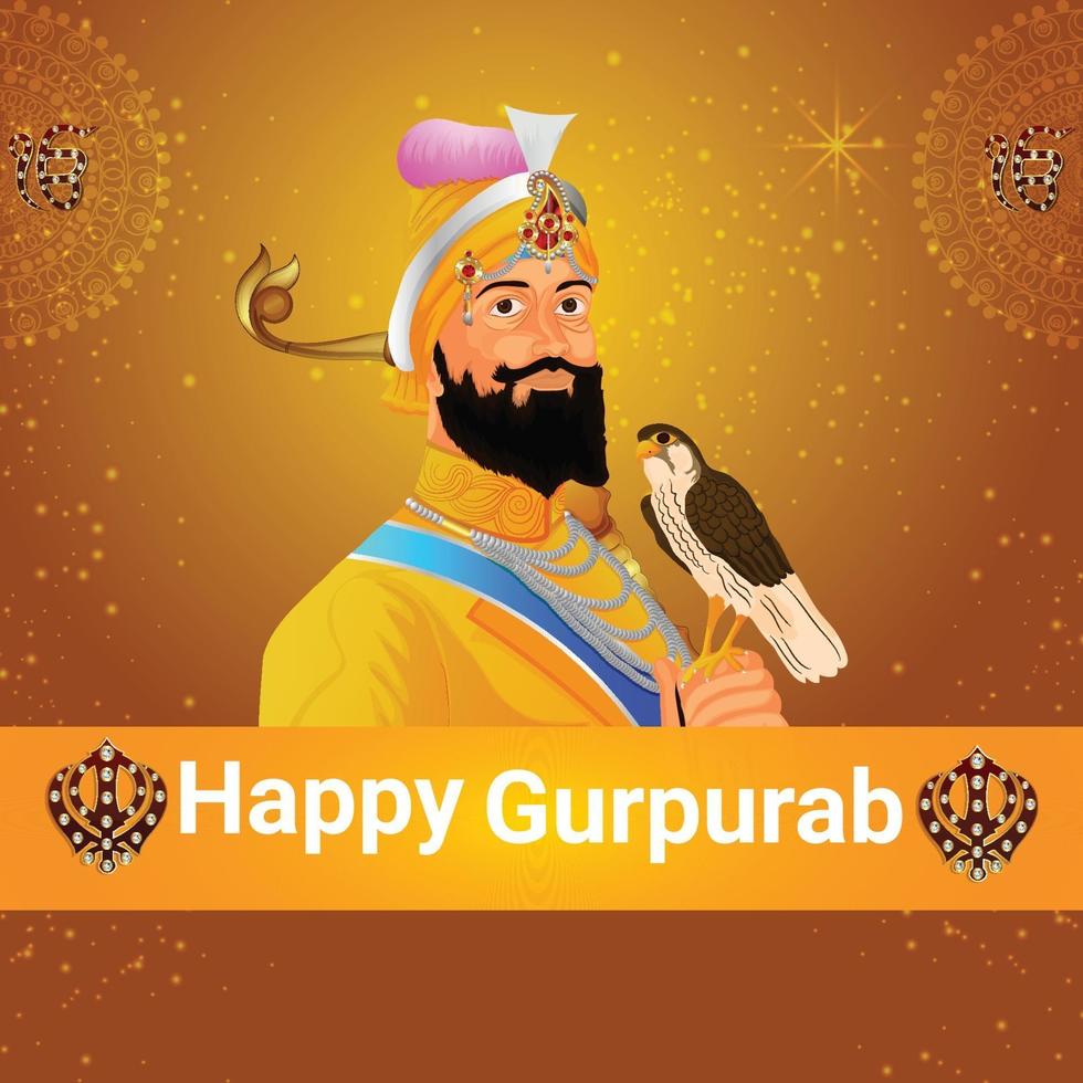 feliz guru gobind singh jayanti celebración antecedentes vector