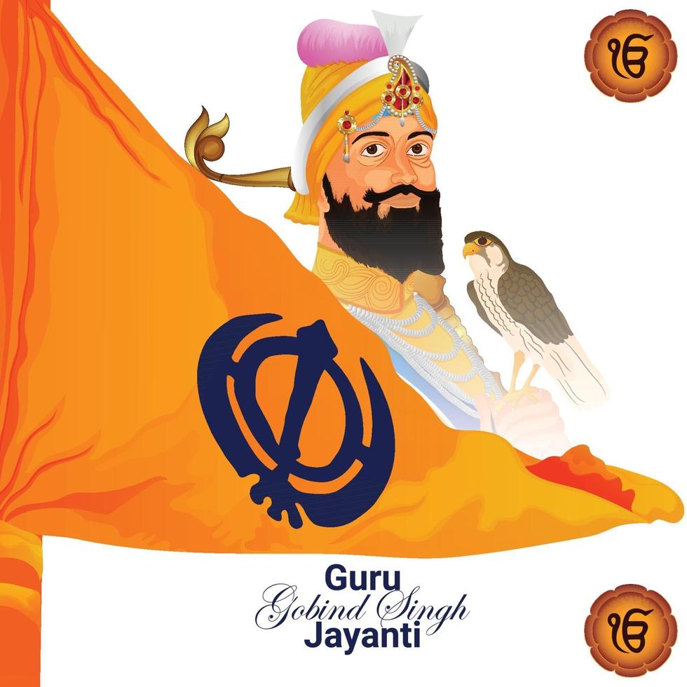 Guru gobind singh jayanti sikh dasam guru vector