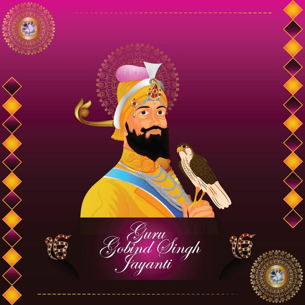 feliz guru gobind singh jayanti celebración antecedentes vector