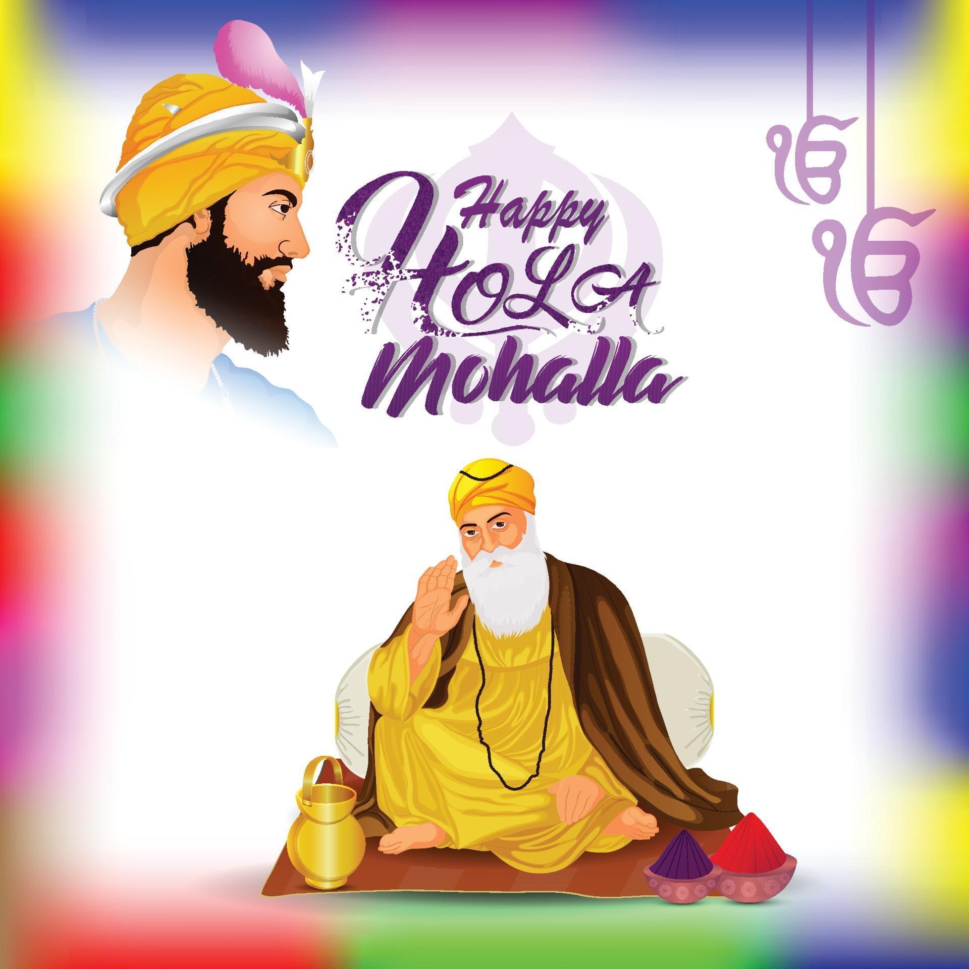 Hola mohalla celebration sikh festival greeting card 2048879 Vector Art