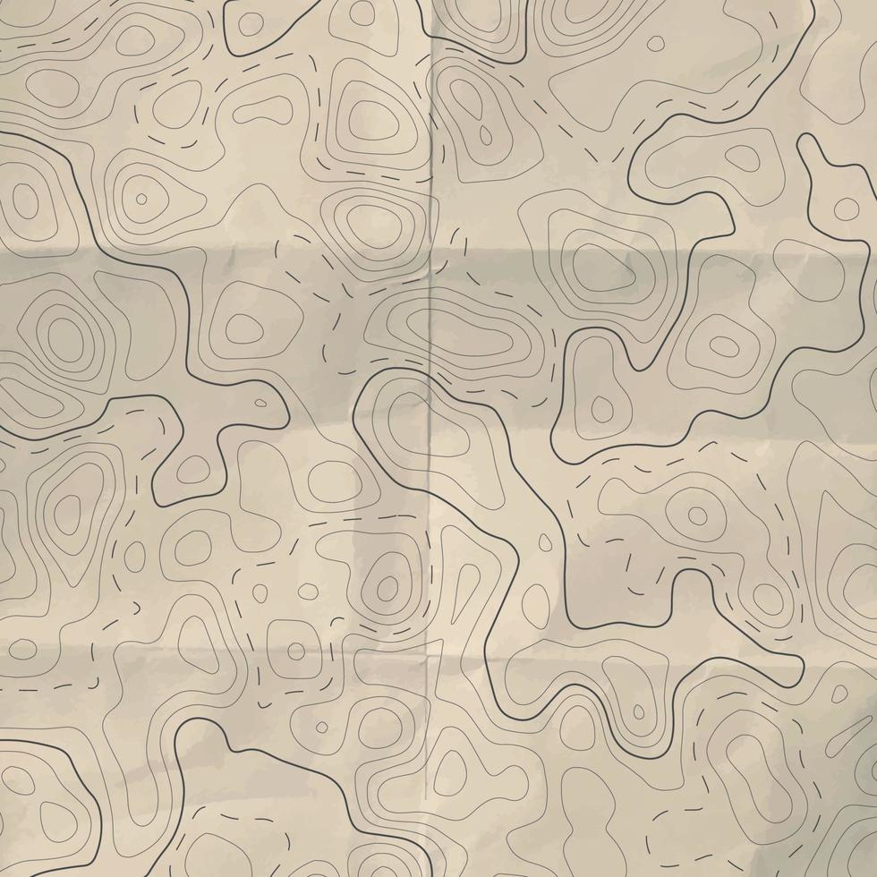 Vector abstract topographic line map. Topography background with aged paper effect.