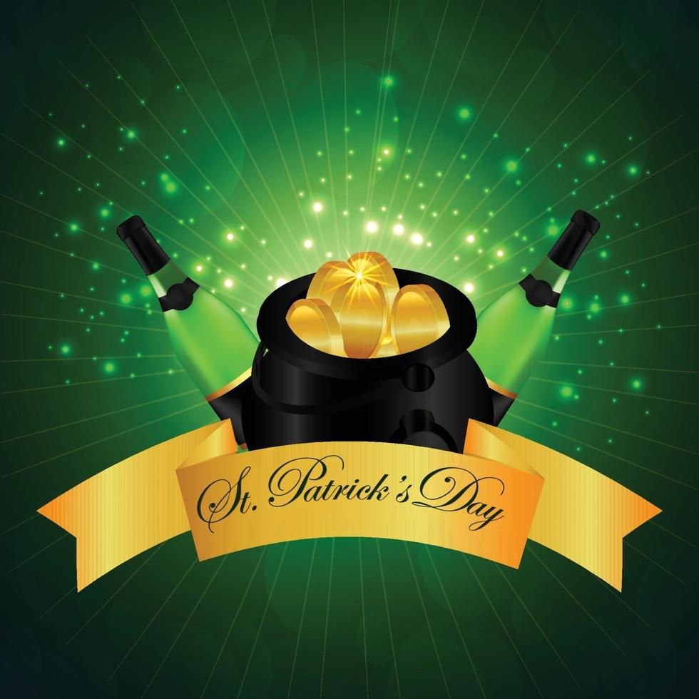 Saint patrick's day design with gold coins and green drinks vector