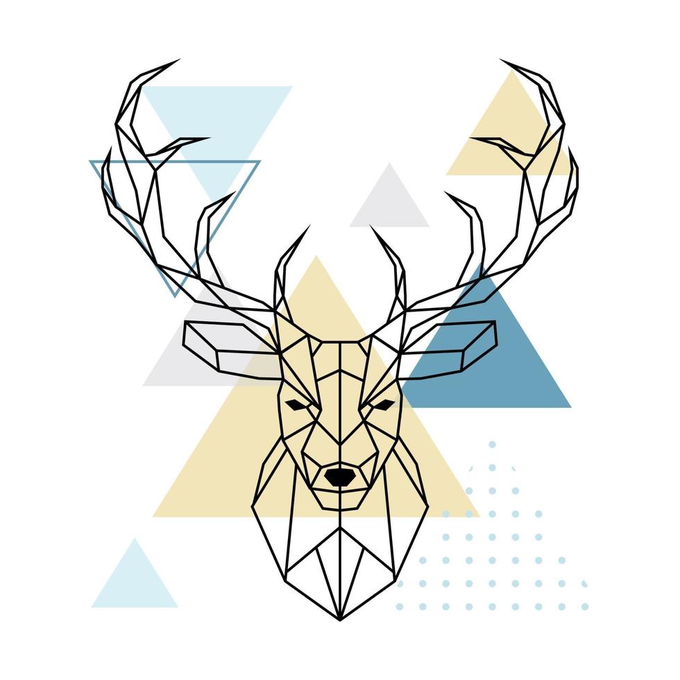 Deer polygonal head. Scandinavian style. Vector illustration.