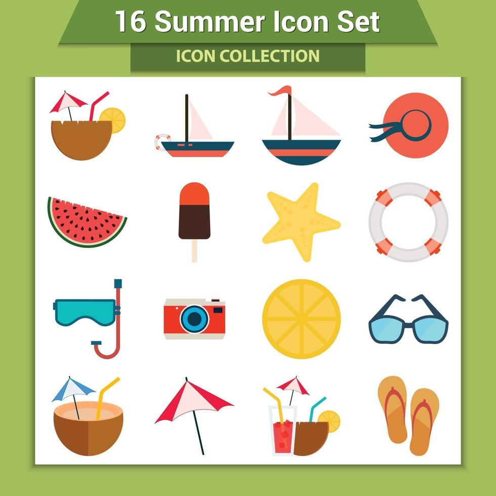 conjunto de iconos de vacaciones de verano vector