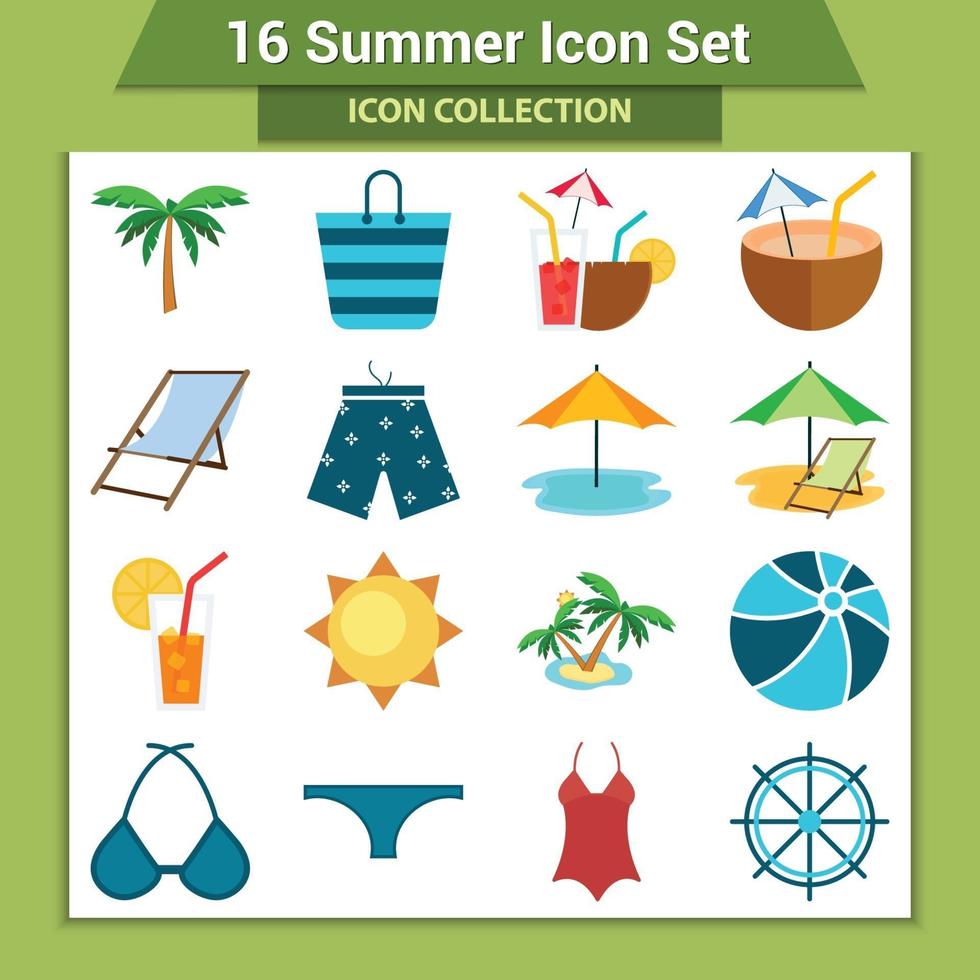 Summer beach items collection vector