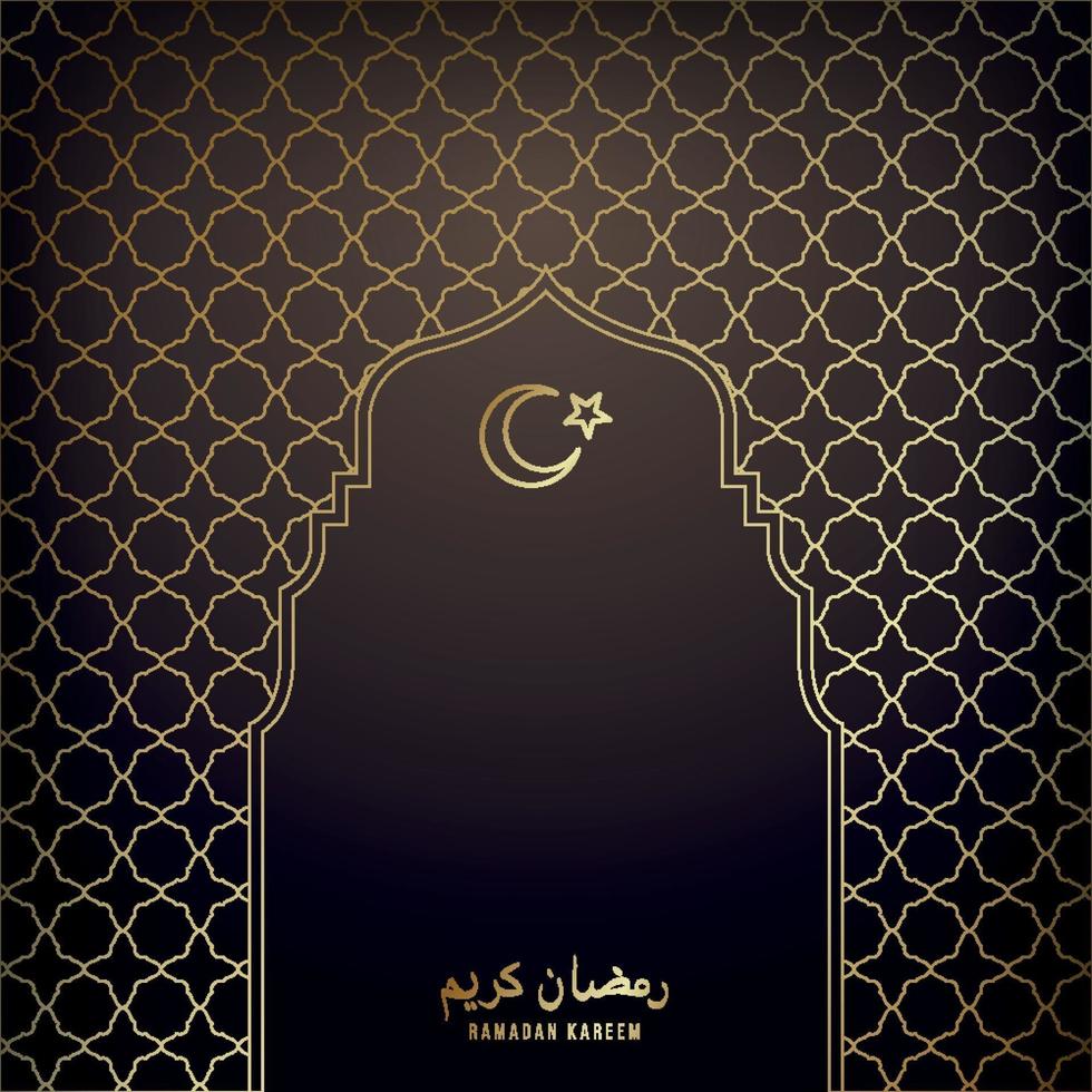 Happy Ramadan Kareem banner with islamic pattern and space for text. Vector illustration. Translation of text - Ramadan Kareem.