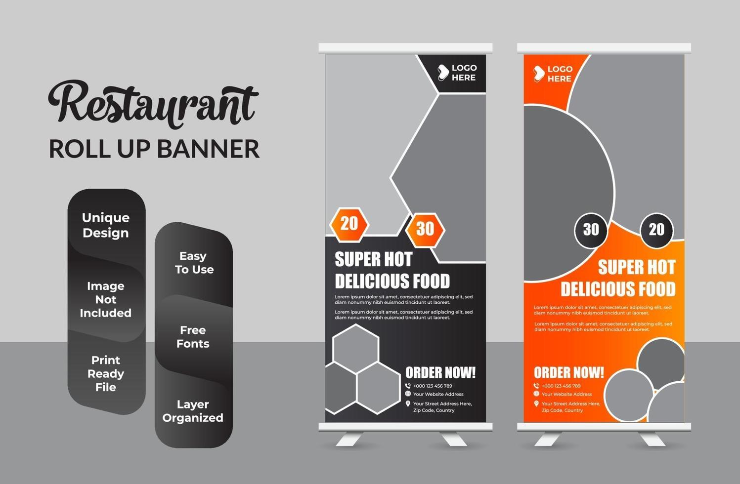 Roll up banner design template abstract design set vector