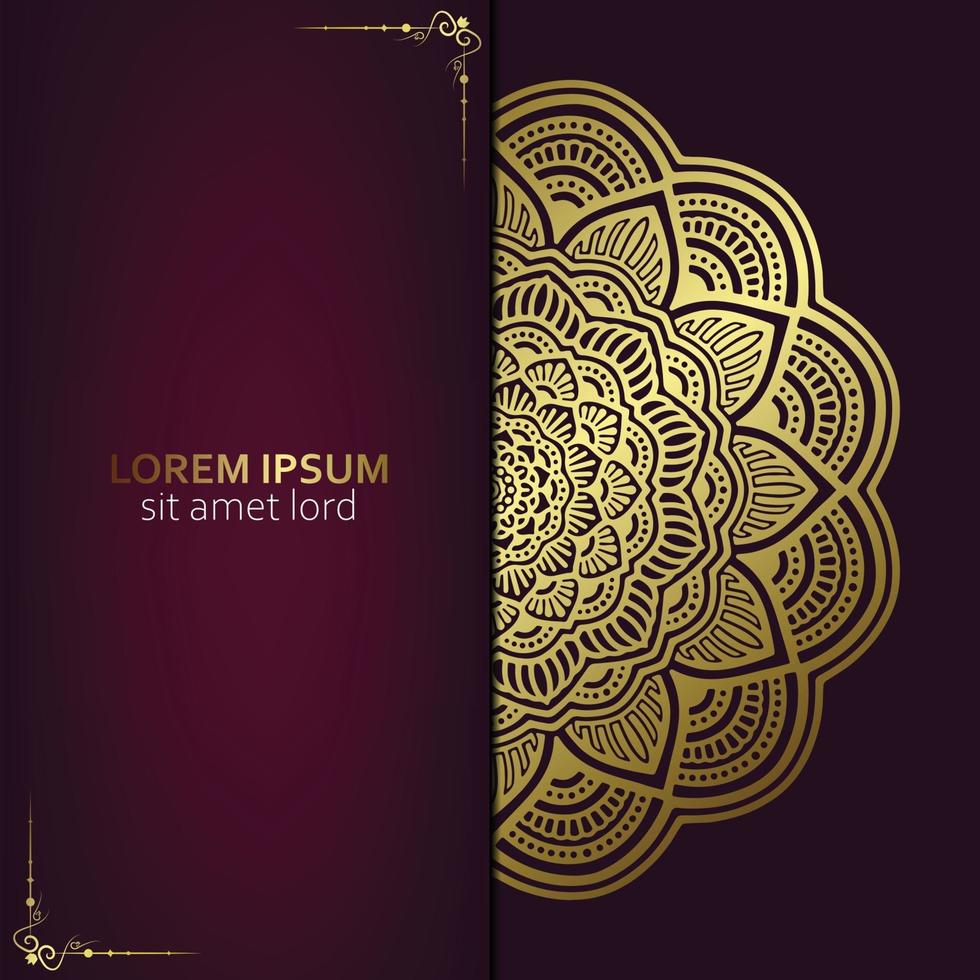 Luxury gold mandala ornate background for wedding invitation, book cover with mandala element style premium vector