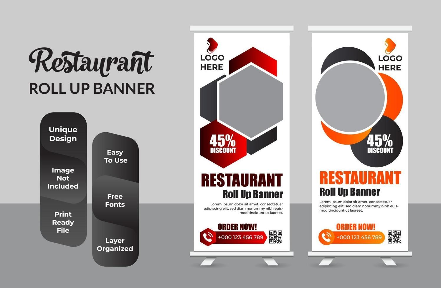 Roll up banner design conjunto de plantillas de impresión vector