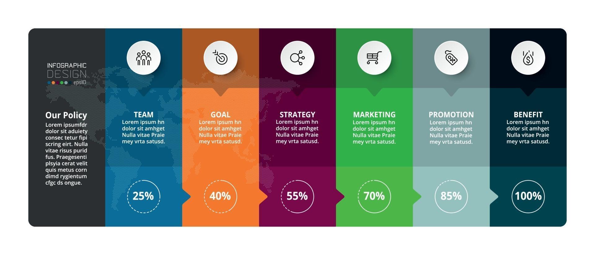 Analyze and plan a business or work report through a percentage format with a rectangle. vector