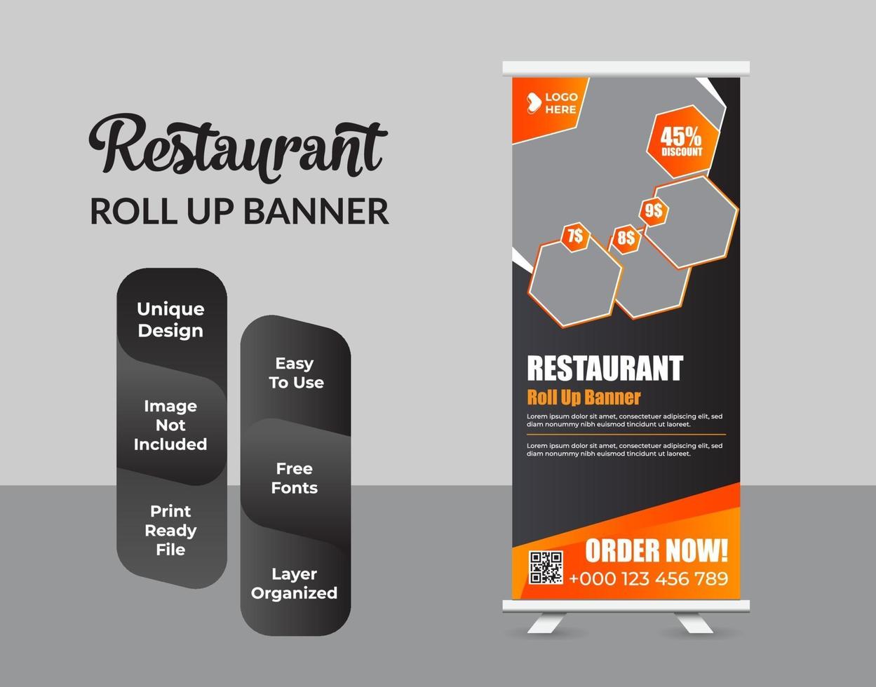 Roll up banner design template abstract design vector