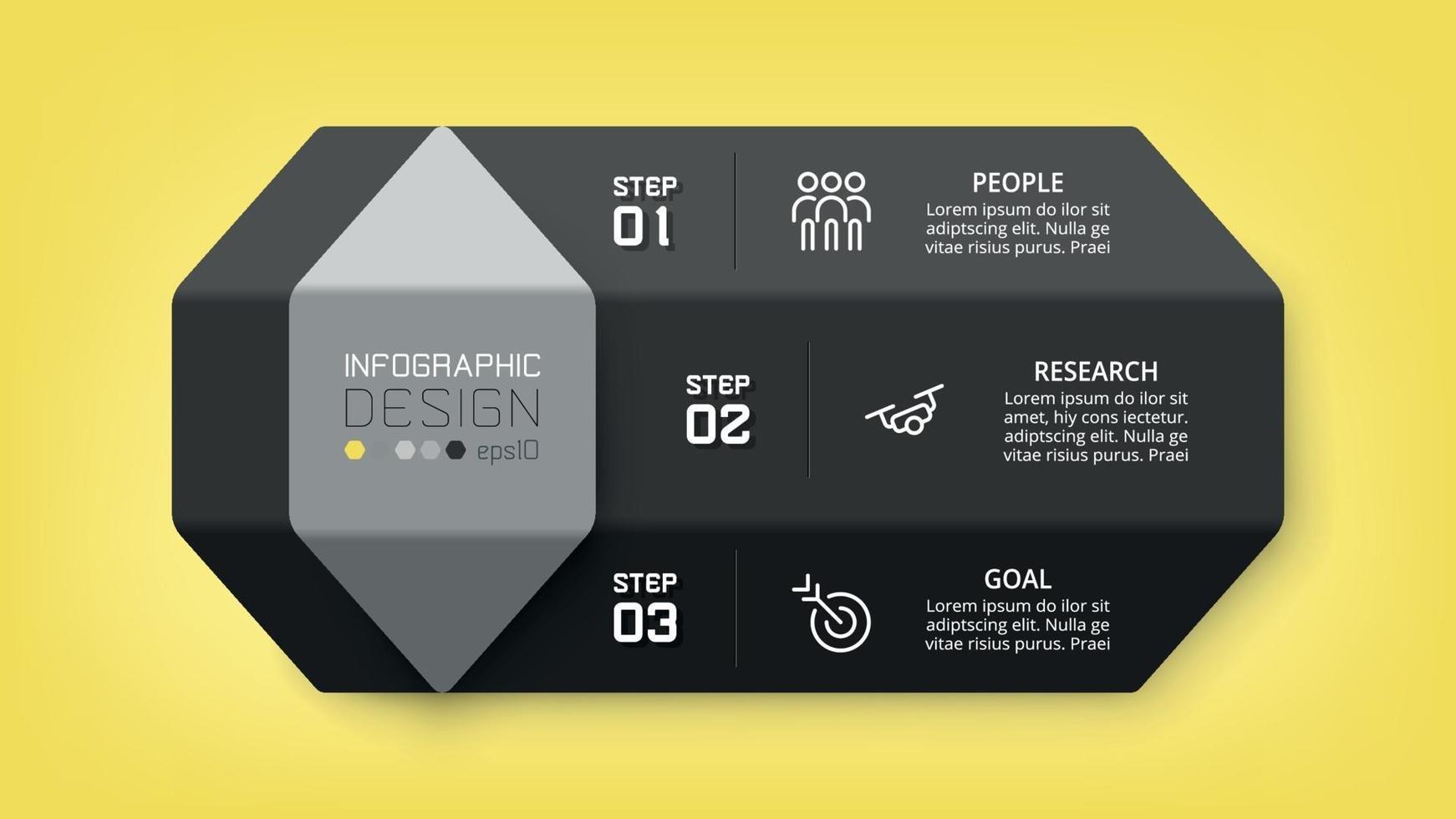 Hexagonal design infographic. Can be used to present a plan, planning work. vector