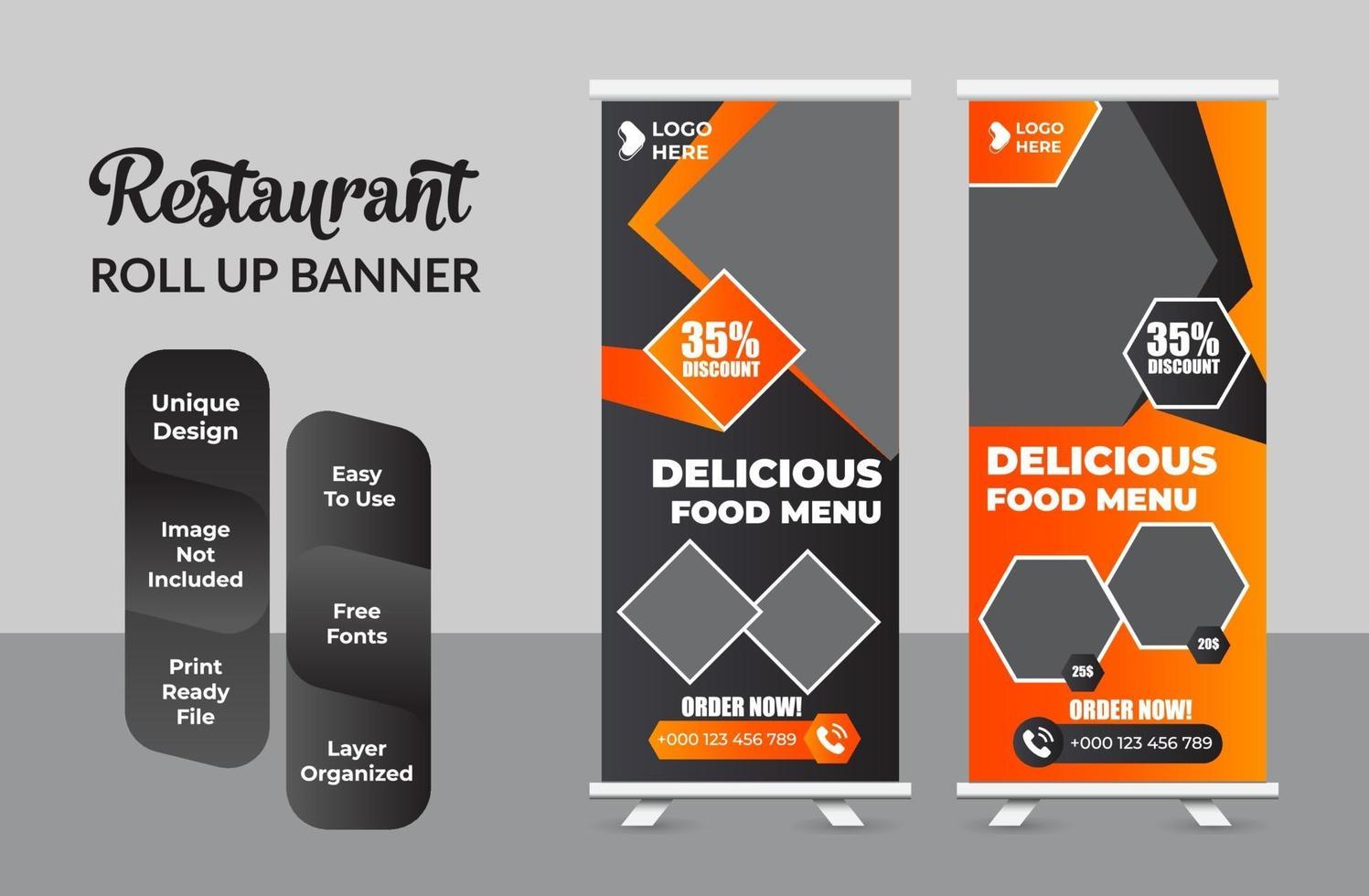 Roll up banner design template modern x-banner set vector