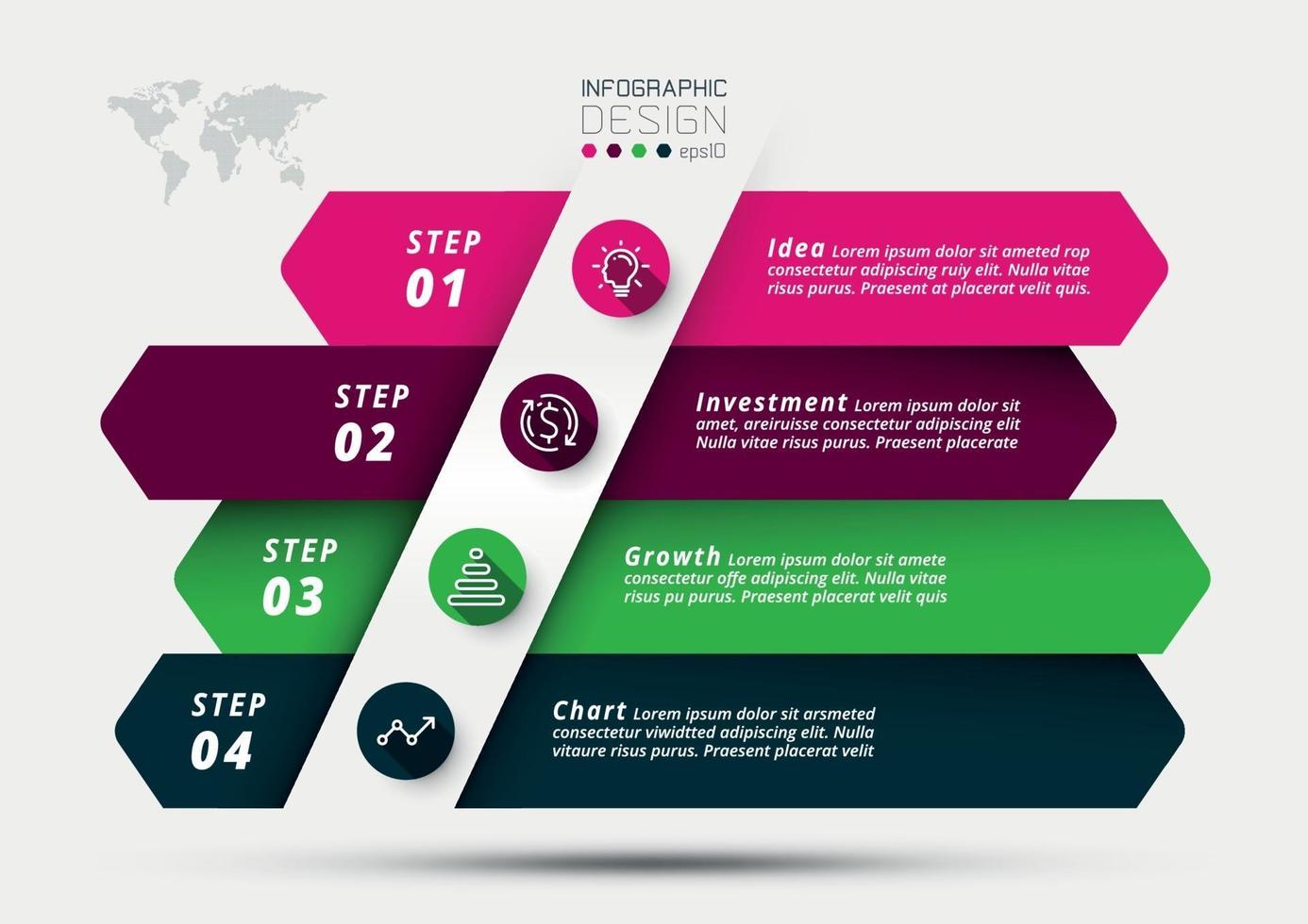 Business planning or marketing and analysis of business growth and investment in various fields by arrow sign. vector