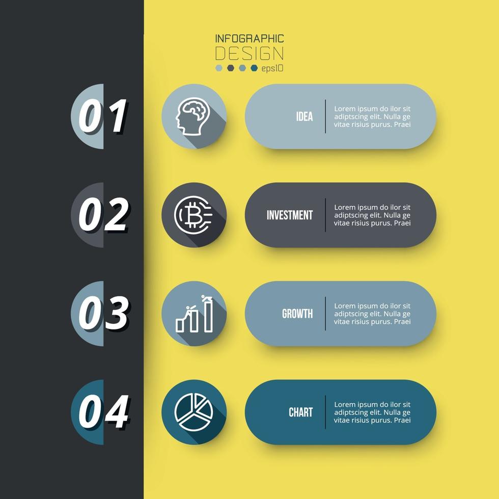 4 pasos para la planificación empresarial o la inversión. se puede utilizar para presentar resultados. vector