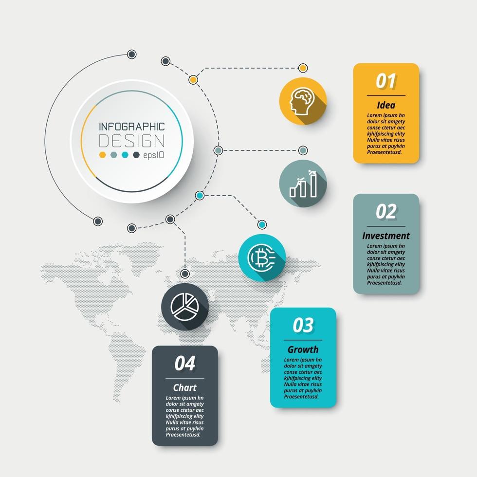 Circle organization design, 4 work steps apply to work on analysis, planning, education and reporting. vector