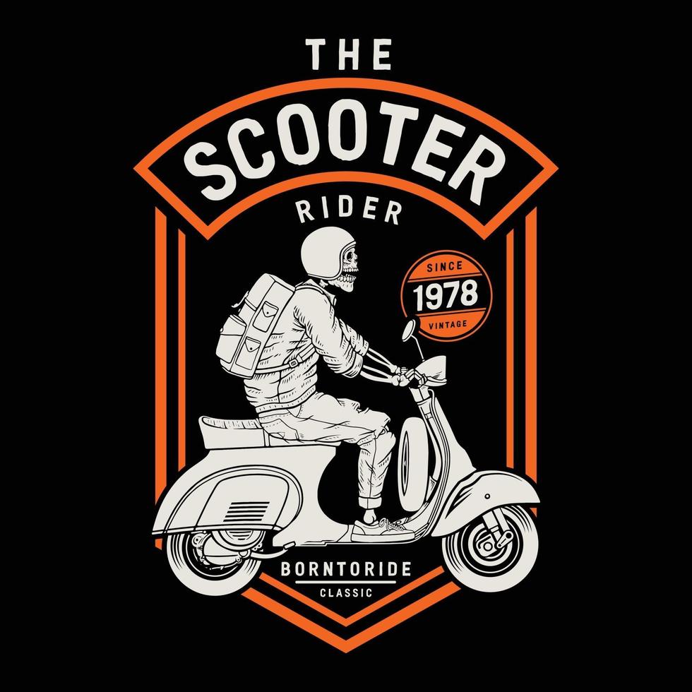 scooter classic on the ride.premium vector