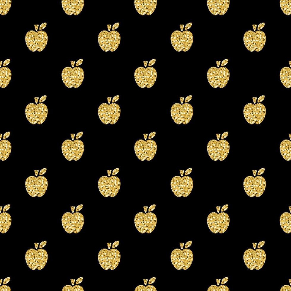 Fondo de patrón de sello de manzana de brillo dorado transparente vector