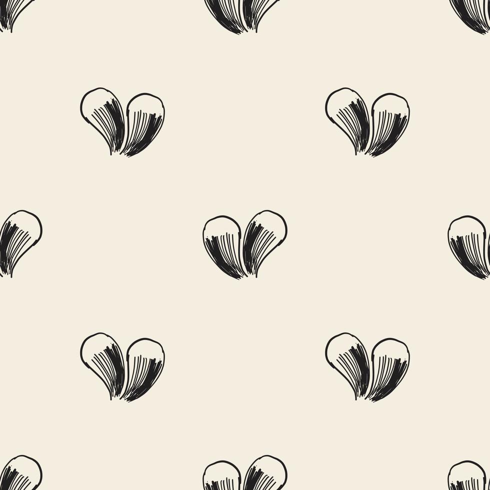 seamless valentine day pattern background with monochrome heart line art vector