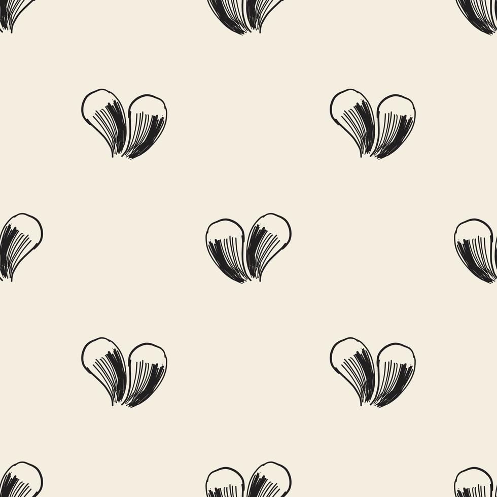 seamless valentine day pattern background with monochrome heart line art vector