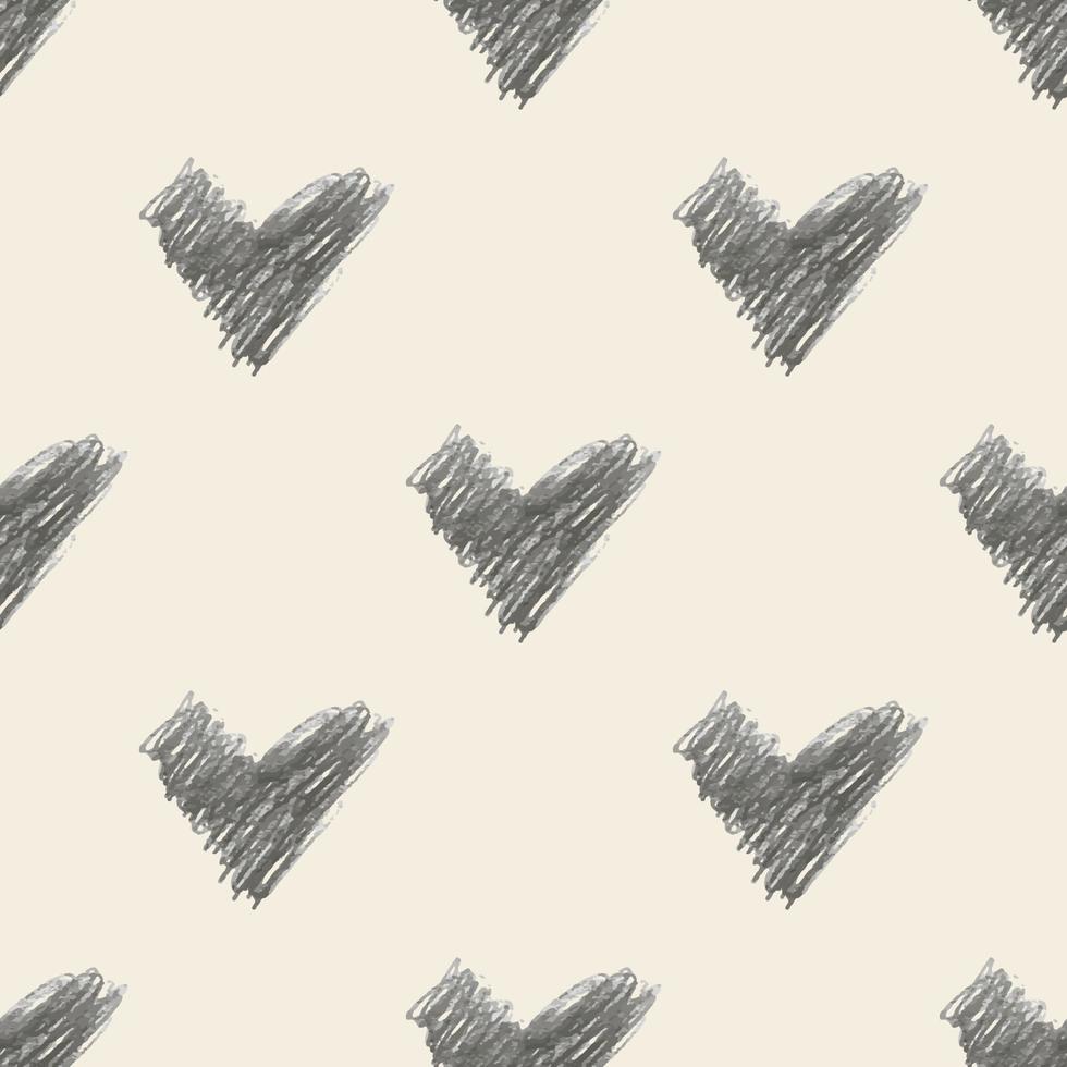 seamless valentine day pattern background with monochrome hand draw heart vector
