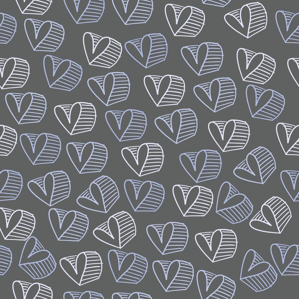 seamless valentine day pattern background with blue hand draw heart shape vector