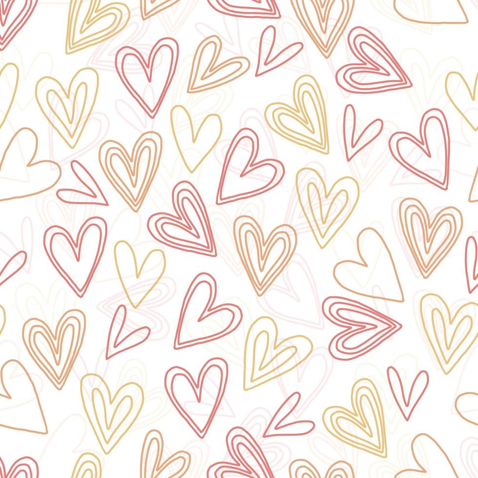 seamless valentine day pattern background with doodle multicolour heart shape vector