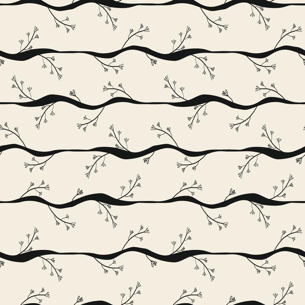 seamless fabic pattern background with monochrome line from ivy plant vector